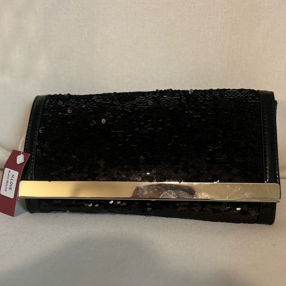 Black Sequin Clutch by Liliana